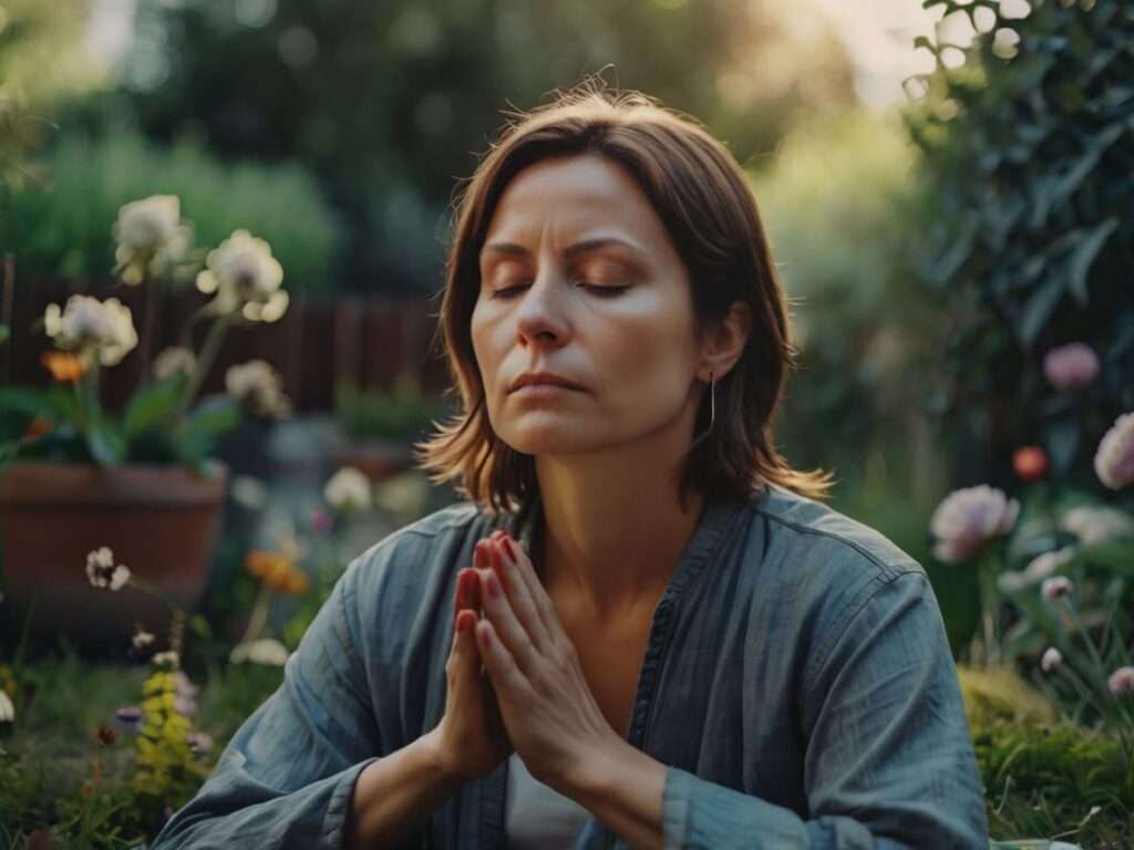 Mulher meditando para reduzir a ansiedade e tristeza causadas por uma rejeição